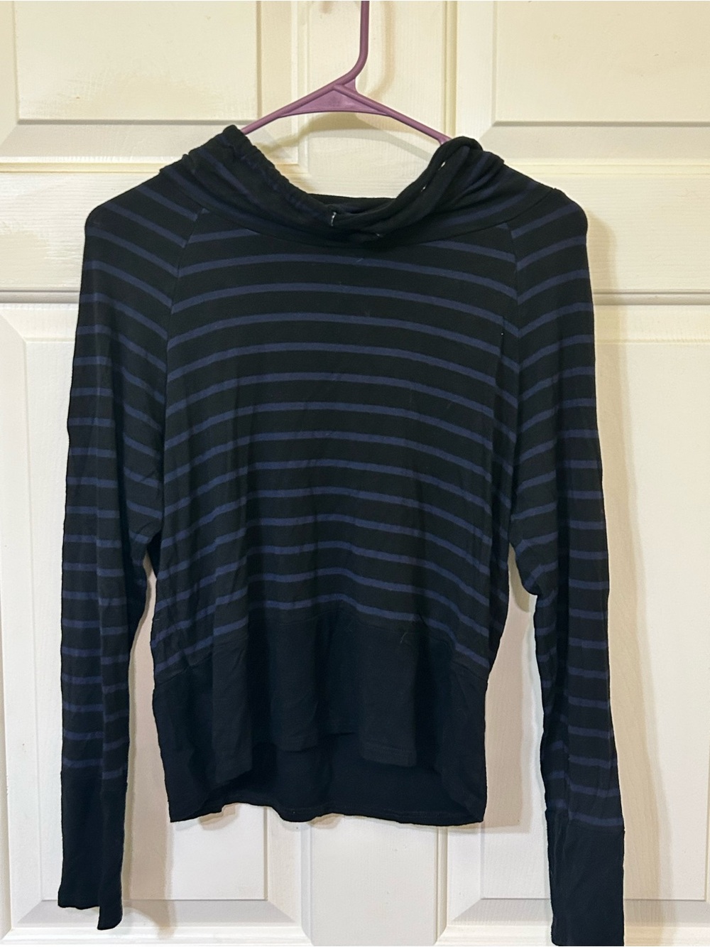 Black & Navy Striped Long-Sleeve Top